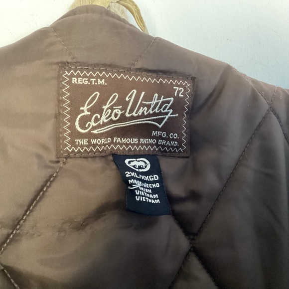 Ecko Unlimited Vtg.? Gold And Brown Quilted Full Zip Bomber / Varsity Jacket 2XL - Picture 8 of 11